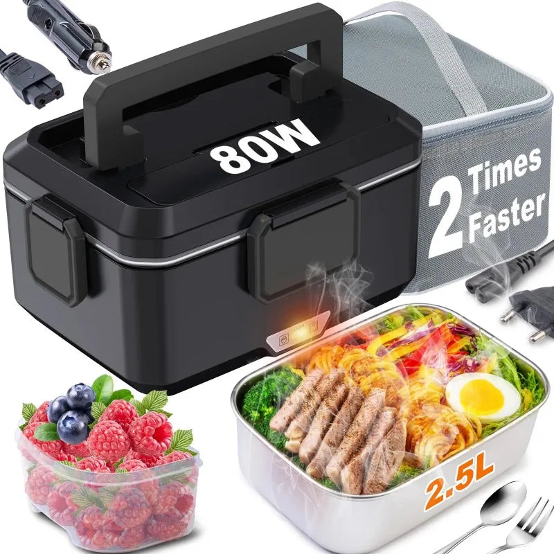 Lunch box chauffante 12 V / 24 V / 230 V, intérieur inox