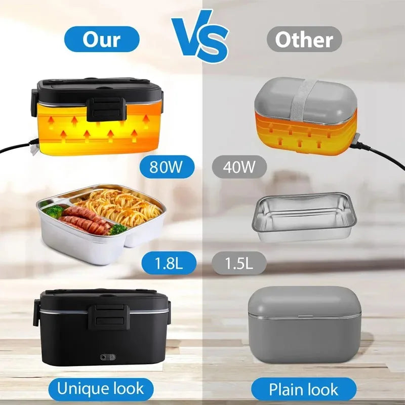 Lunch box chauffante 12 V / 24 V / 230 V, intérieur inox