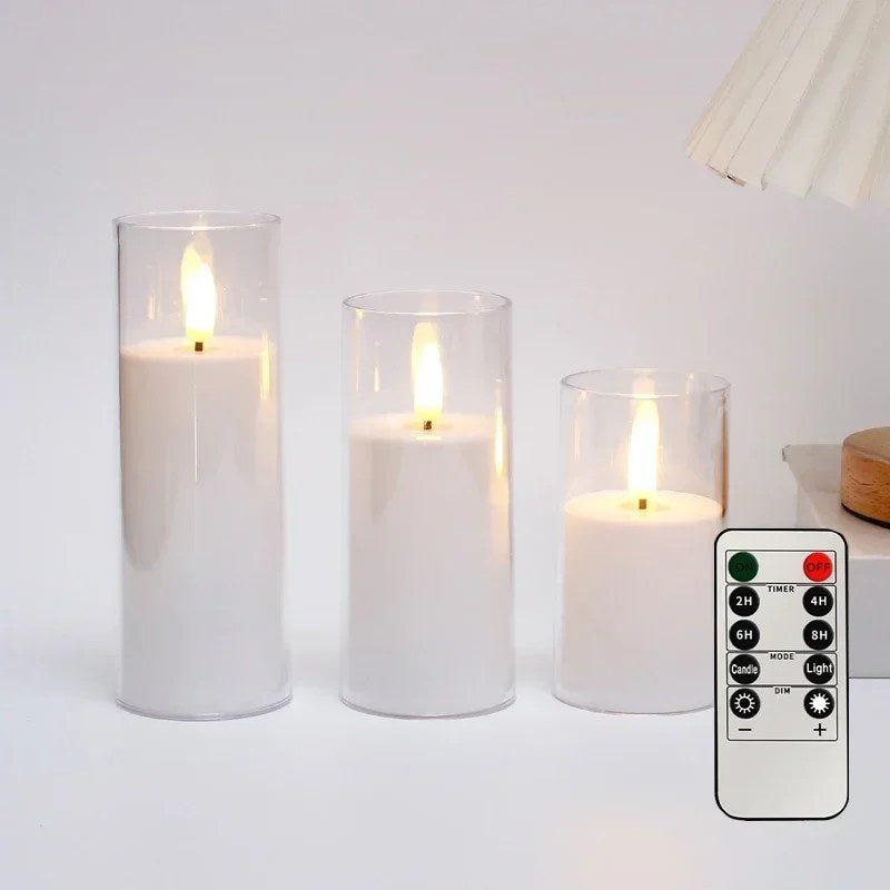 Lot de 3 bougies LED sans flamme avec télécommande