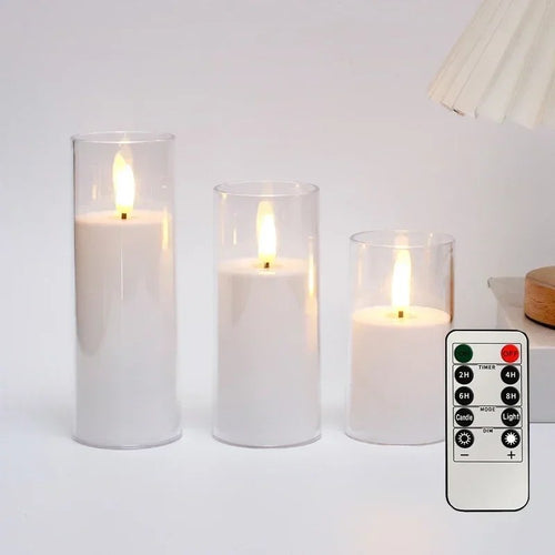 Lot de 3 bougies LED sans flamme avec télécommande