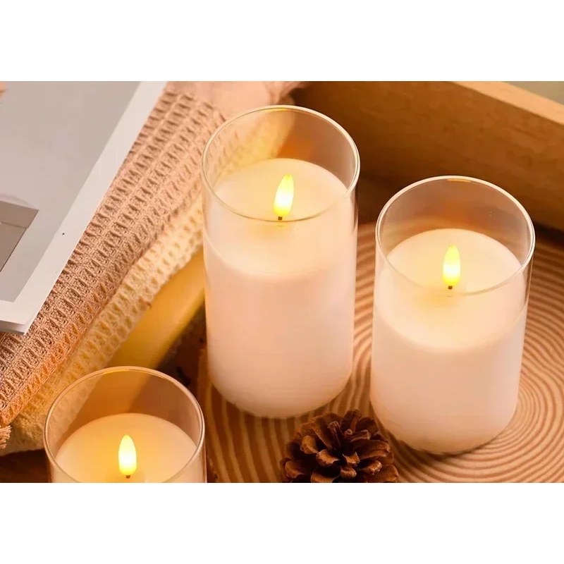 Lot de 3 bougies LED sans flamme avec télécommande
